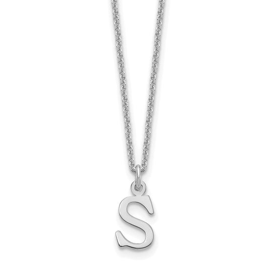 10k White Gold Cut-out Letter S Initial 18 inch Necklace