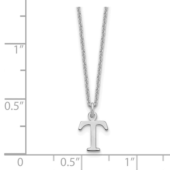 10k White Gold Cut-out Letter T Initial 18 inch Necklace