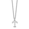 10k White Gold Cut-out Letter T Initial 18 inch Necklace