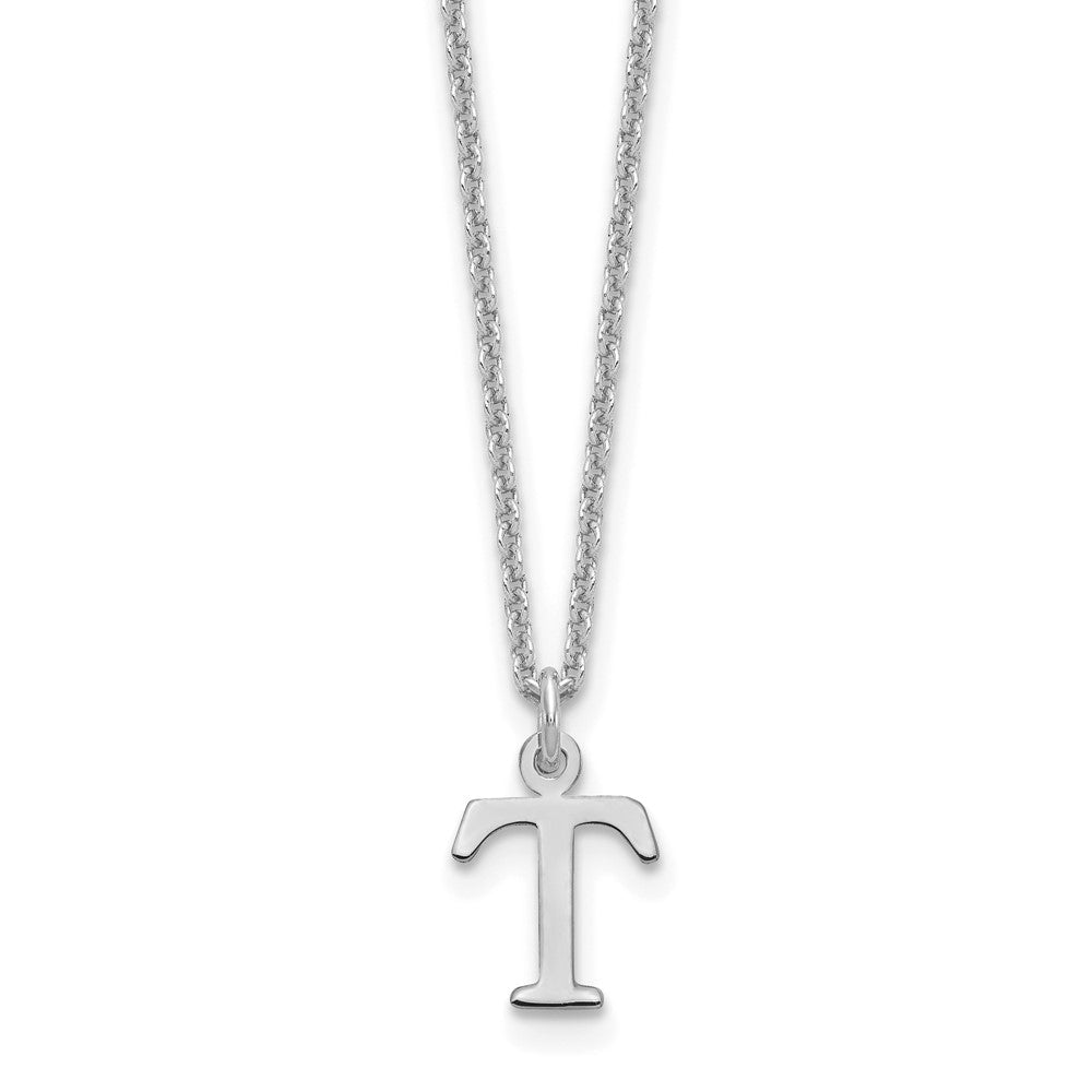 10k White Gold Cut-out Letter T Initial 18 inch Necklace
