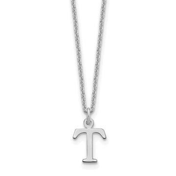 10k White Gold Cut-out Letter T Initial 18 inch Necklace