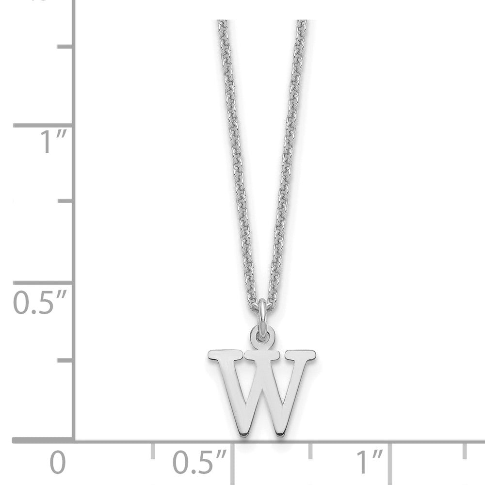 10k White Gold Cut-out Letter W Initial 18 inch Necklace