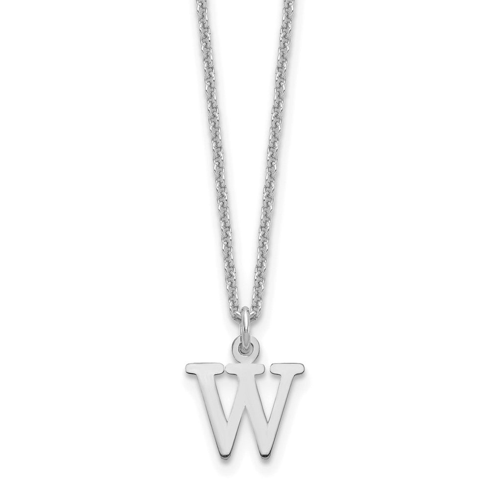 10k White Gold Cut-out Letter W Initial 18 inch Necklace