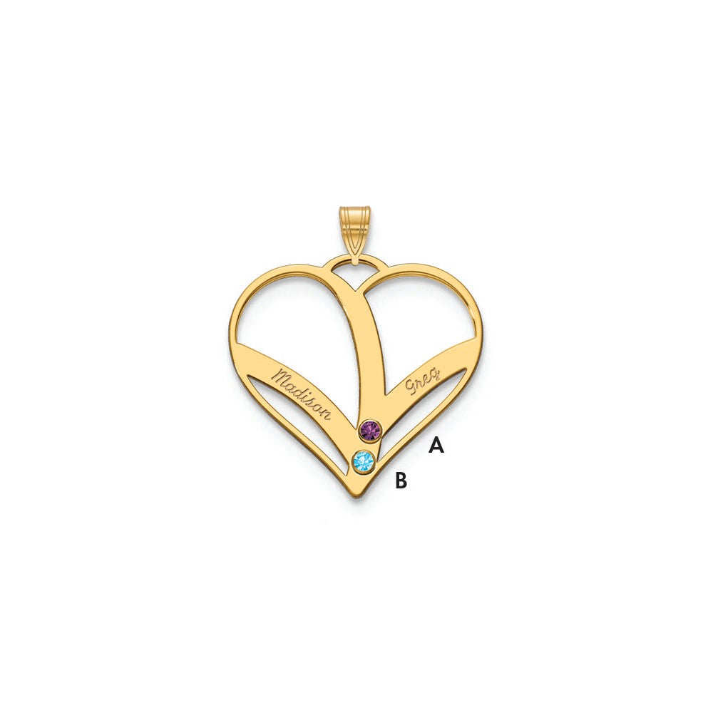 Mothers Heart Charm with Names and Birthstones