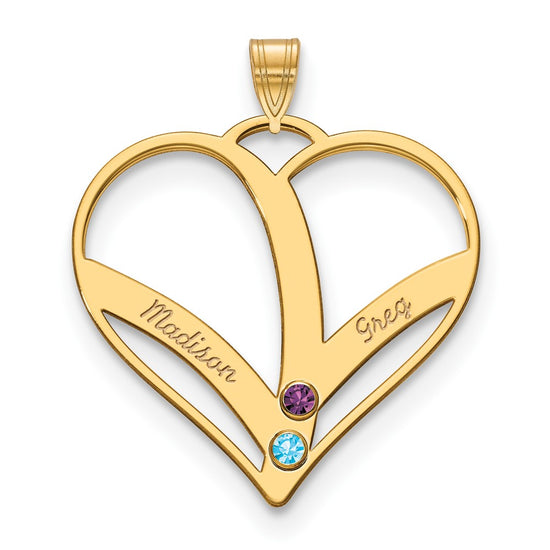 Mothers Heart Charm with Names and Birthstones