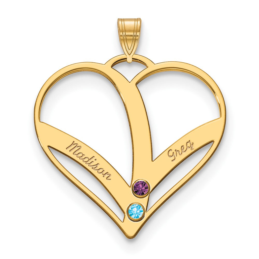Mothers Heart Charm with Names and Birthstones