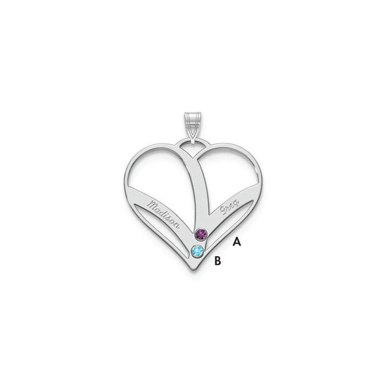 Mothers Heart Charm with Names and Birthstones