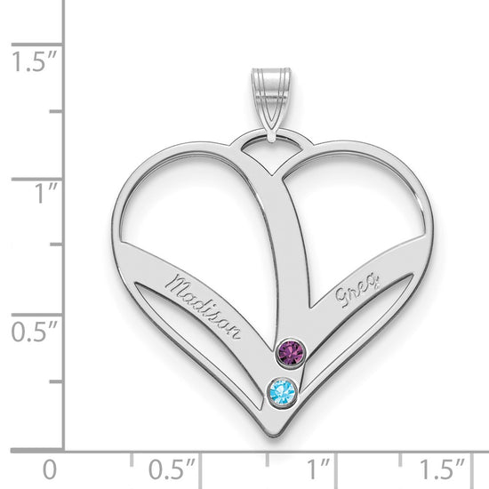 Mothers Heart Charm with Names and Birthstones