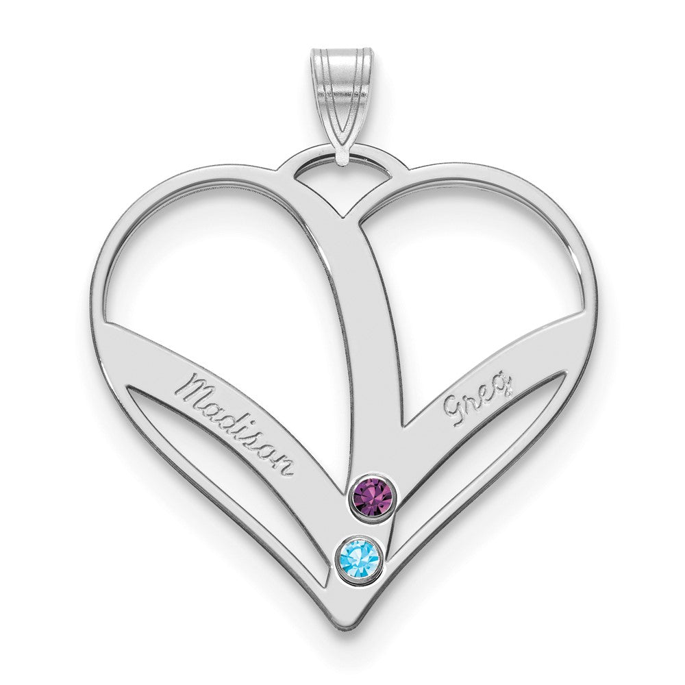 Mothers Heart Charm with Names and Birthstones