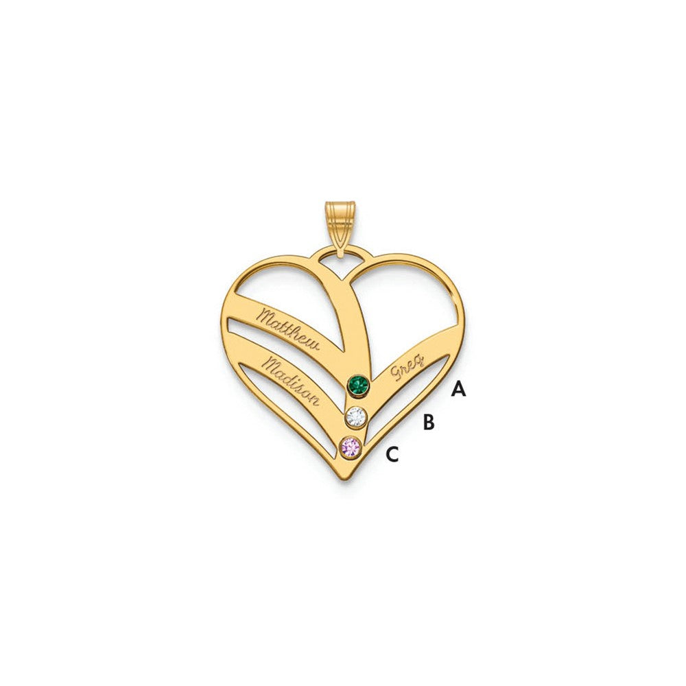 Mothers Heart Charm with Names and Birthstones