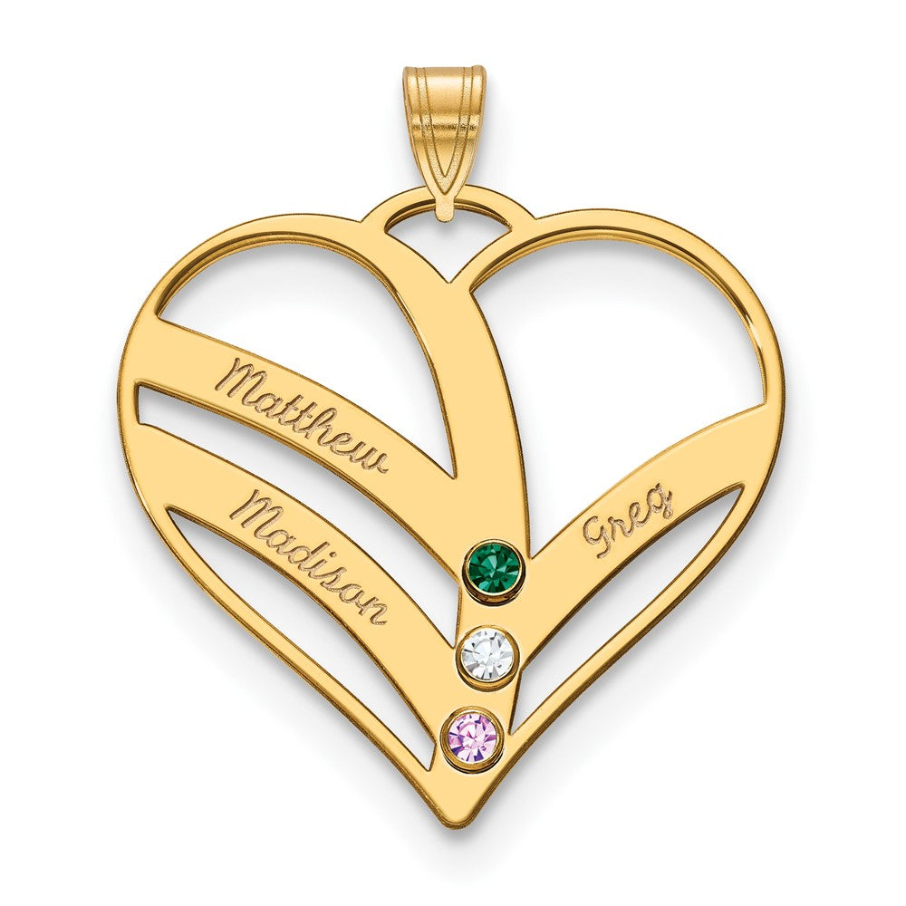 Mothers Heart Charm with Names and Birthstones