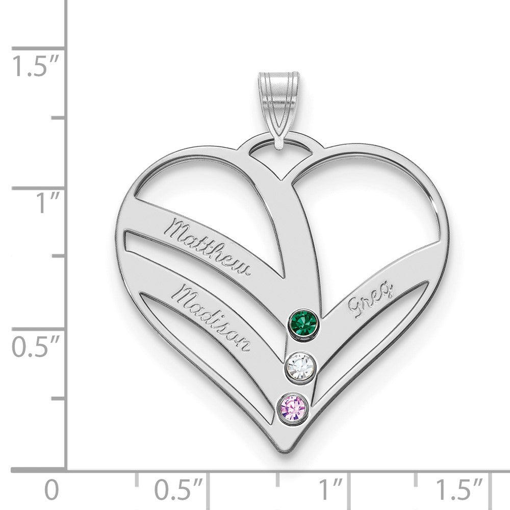 Mothers Heart Charm with Names and Birthstones
