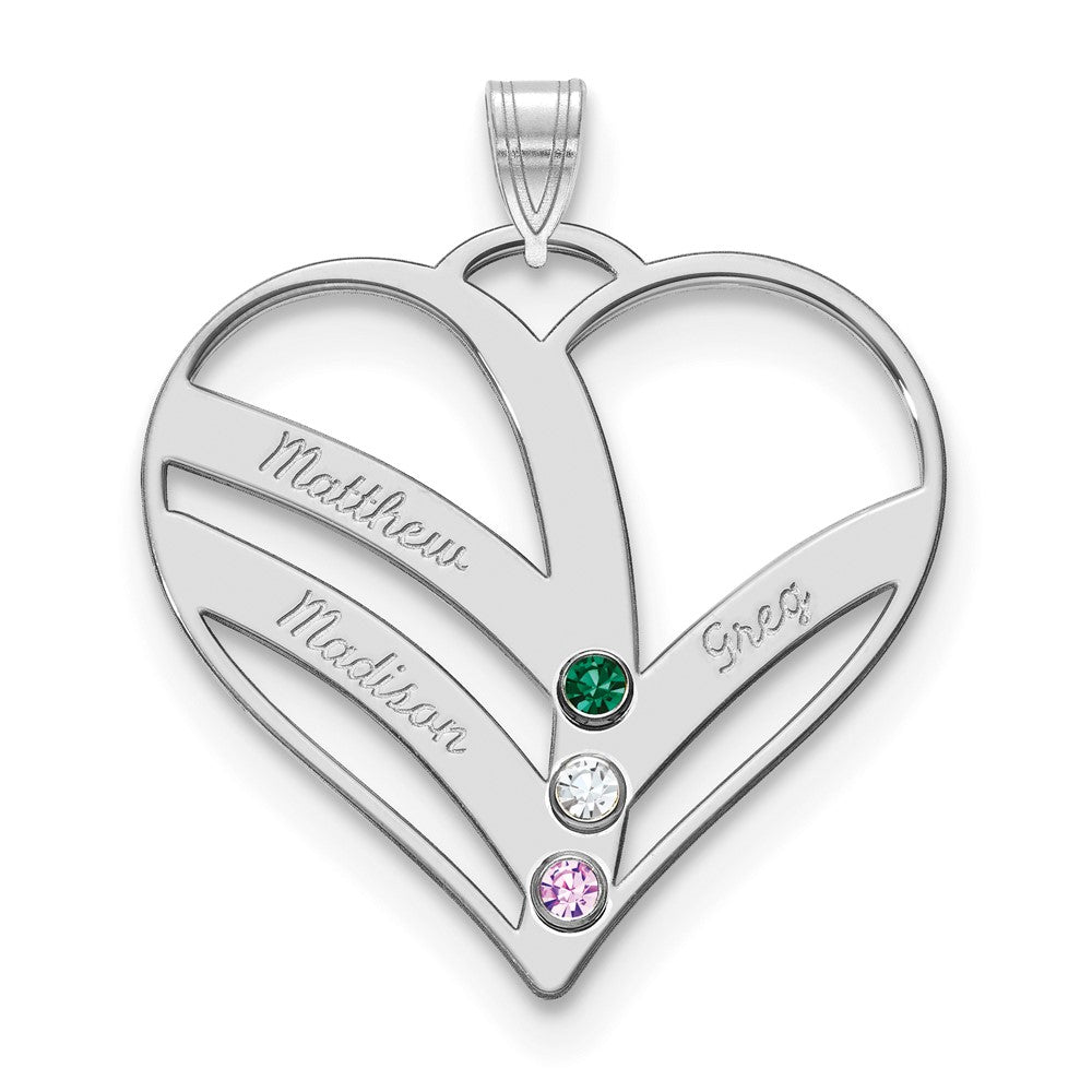 Mothers Heart Charm with Names and Birthstones