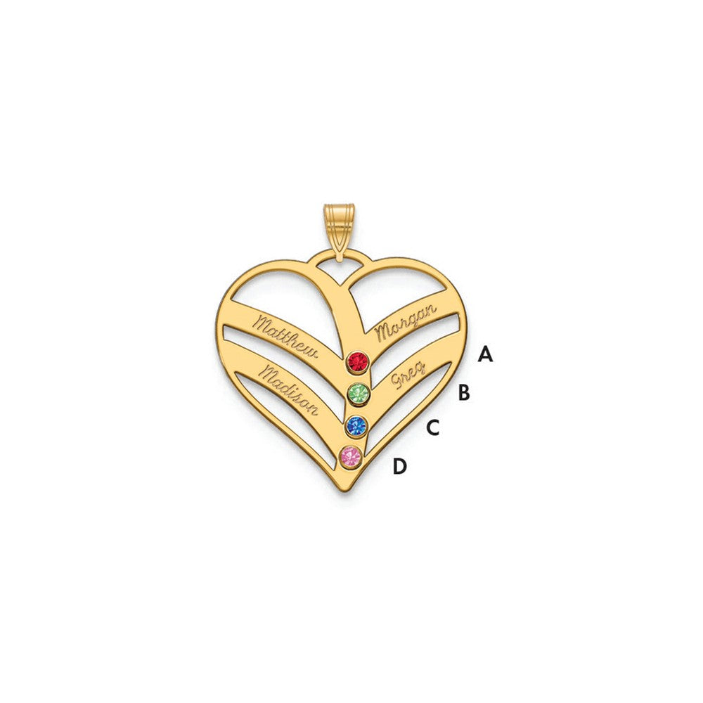 Mothers Heart Charm with Names and Birthstones