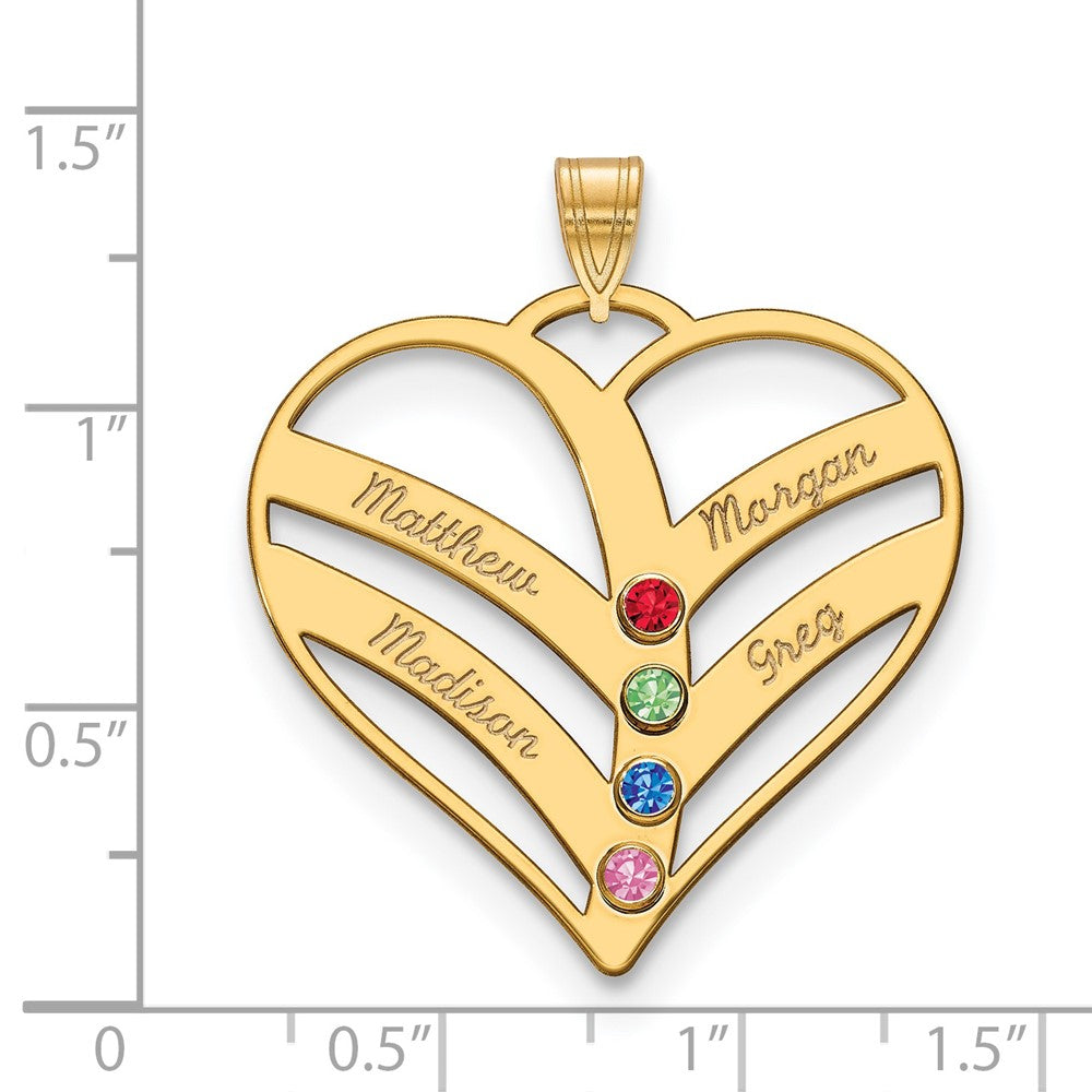 Mothers Heart Charm with Names and Birthstones