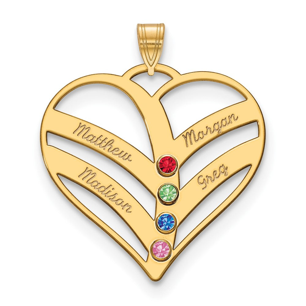 Mothers Heart Charm with Names and Birthstones