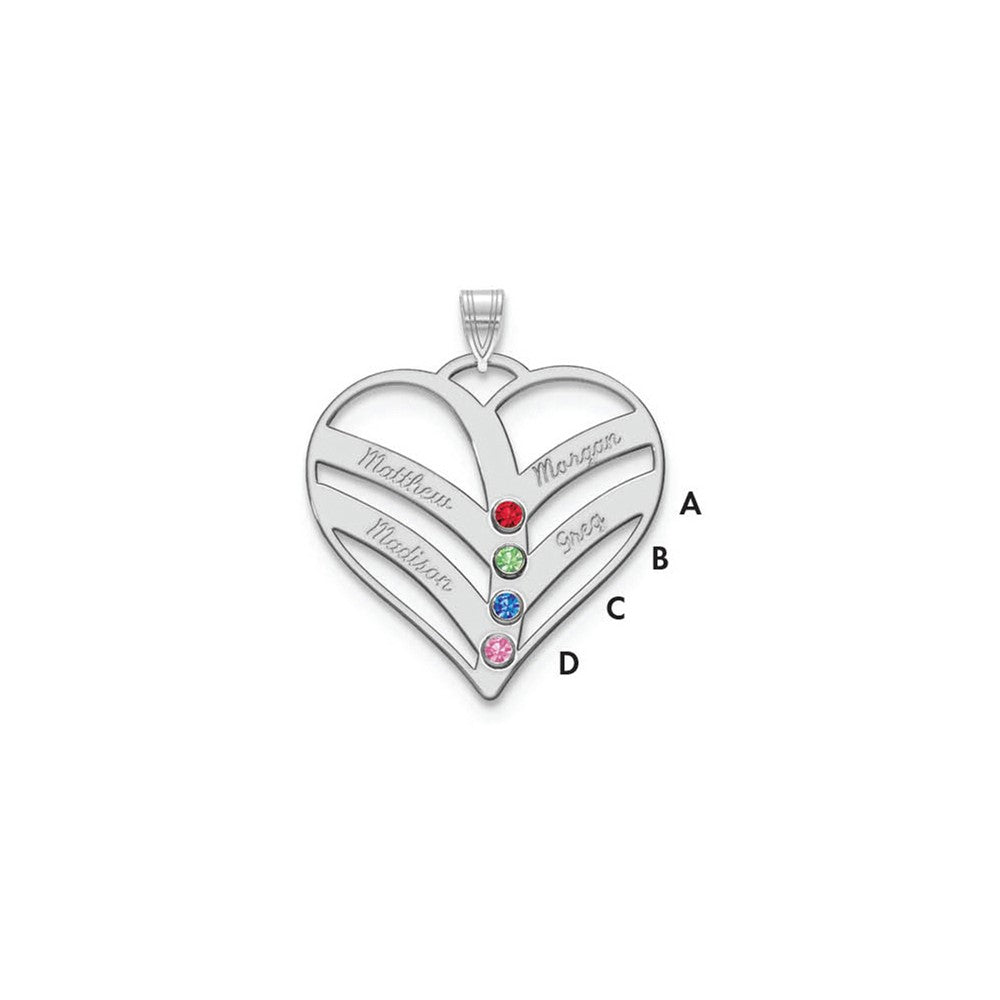 Mothers Heart Charm with Names and Birthstones