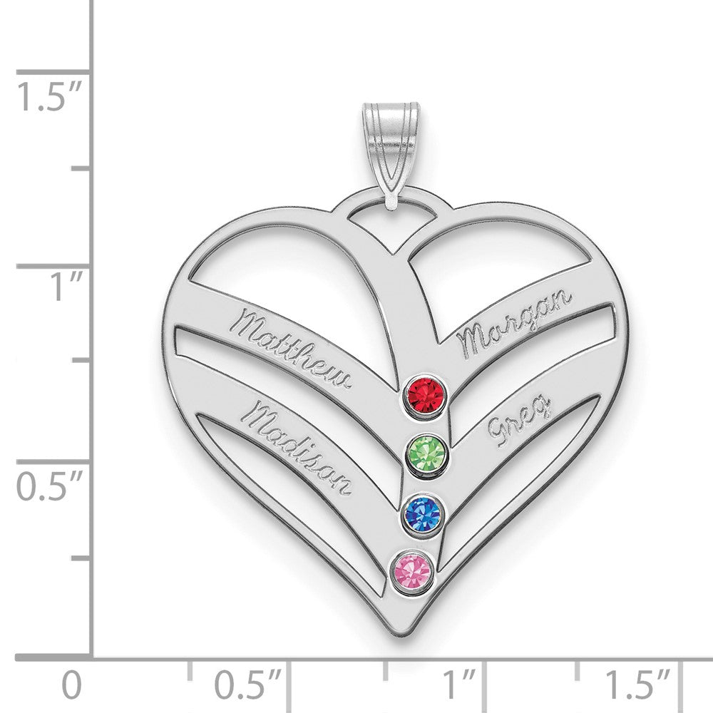 Mothers Heart Charm with Names and Birthstones