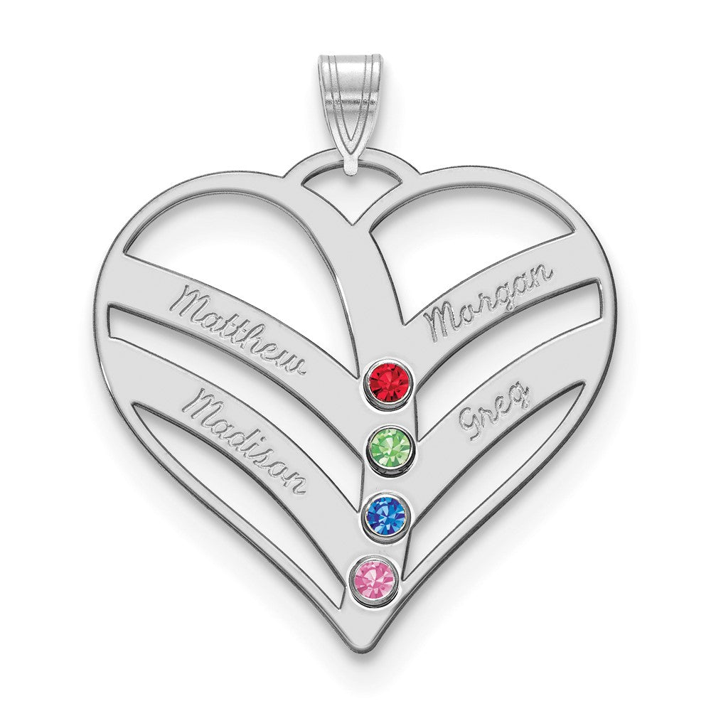 Mothers Heart Charm with Names and Birthstones