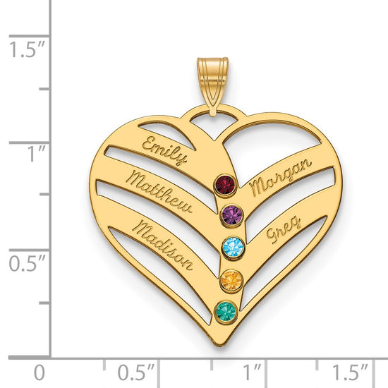 Mothers Heart Charm with Names and Birthstones
