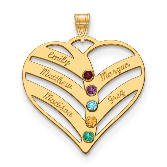 Mothers Heart Charm with Names and Birthstones