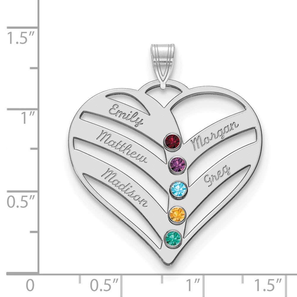Mothers Heart Charm with Names and Birthstones