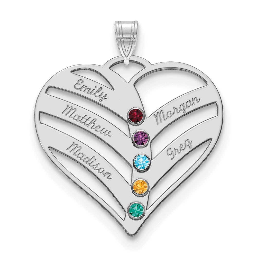 Mothers Heart Charm with Names and Birthstones