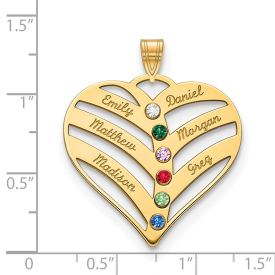 Mothers Heart Charm with Names and Birthstones