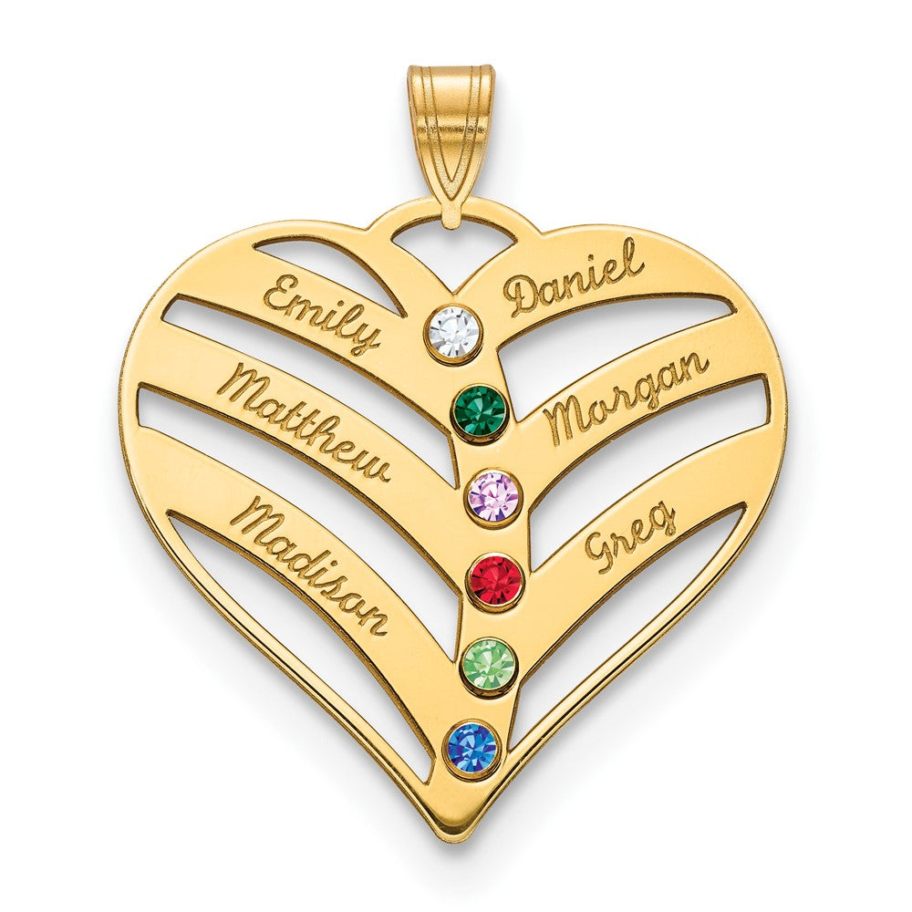 Mothers Heart Charm with Names and Birthstones