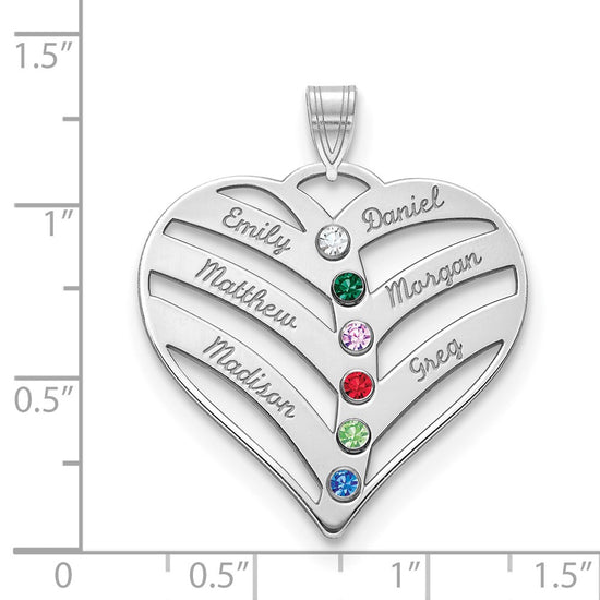 Mothers Heart Charm with Names and Birthstones