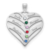 Mothers Heart Charm with Names and Birthstones