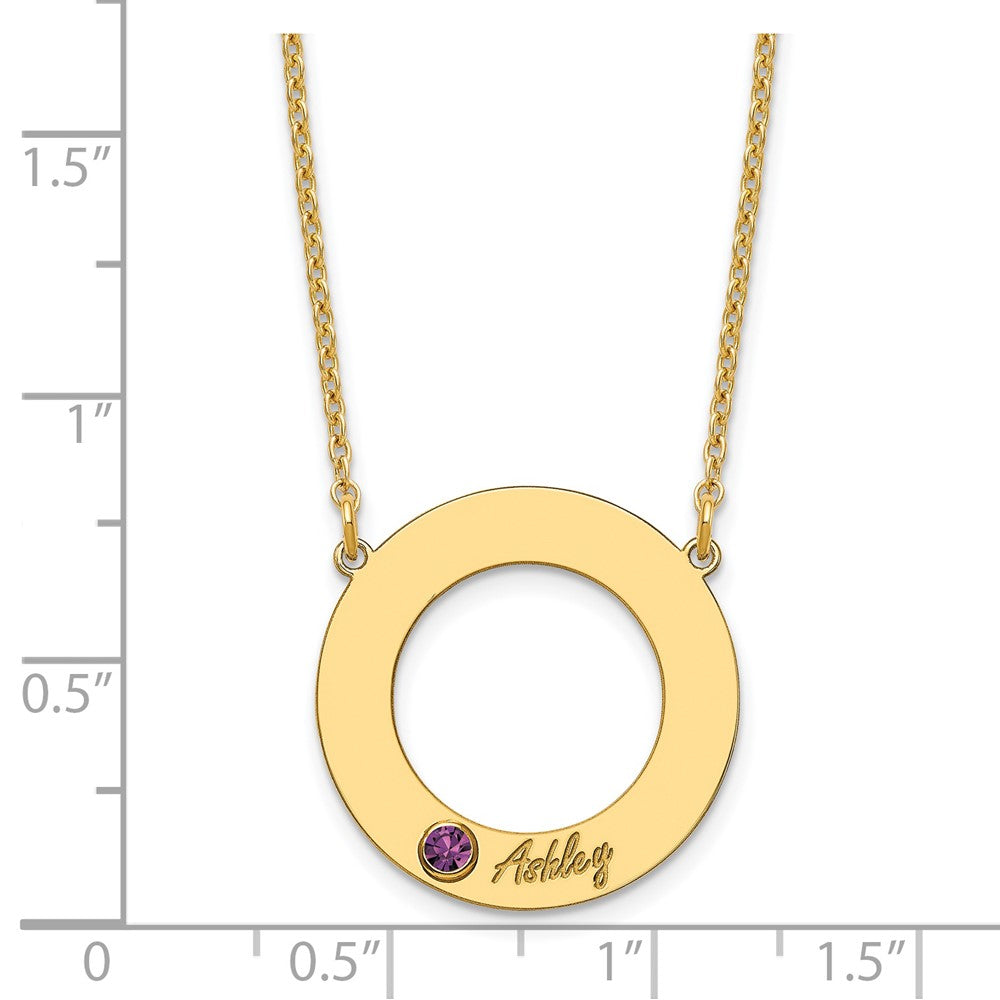 Name and Birthstone Cutout Circle Necklace