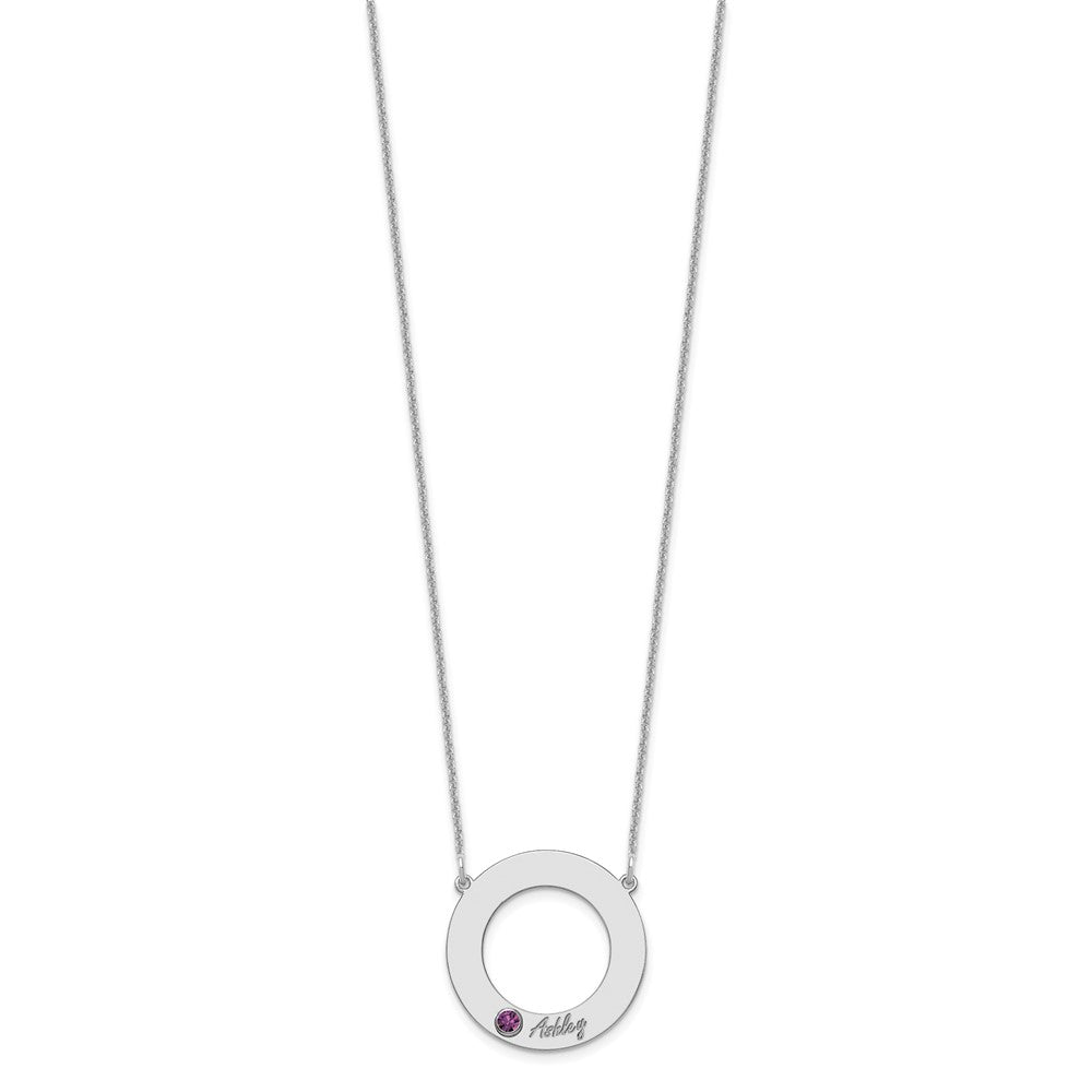 Name and Birthstone Cutout Circle Necklace