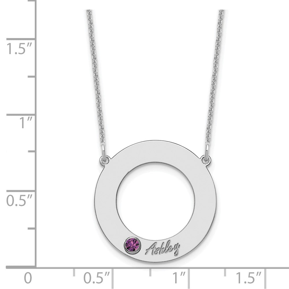 Name and Birthstone Cutout Circle Necklace