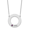 Name and Birthstone Cutout Circle Necklace