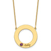 Name and Birthstone Cutout Circle Necklace