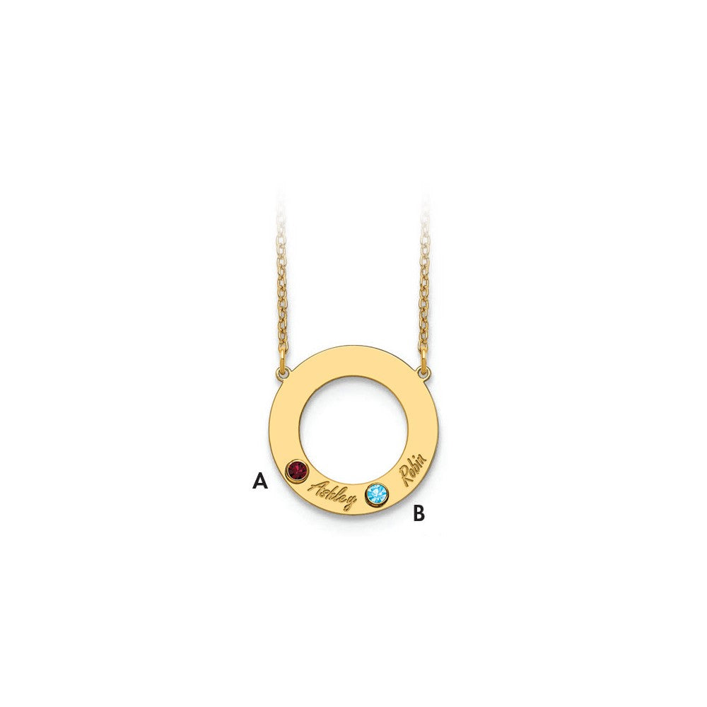 Name and Birthstone Cutout Circle Necklace