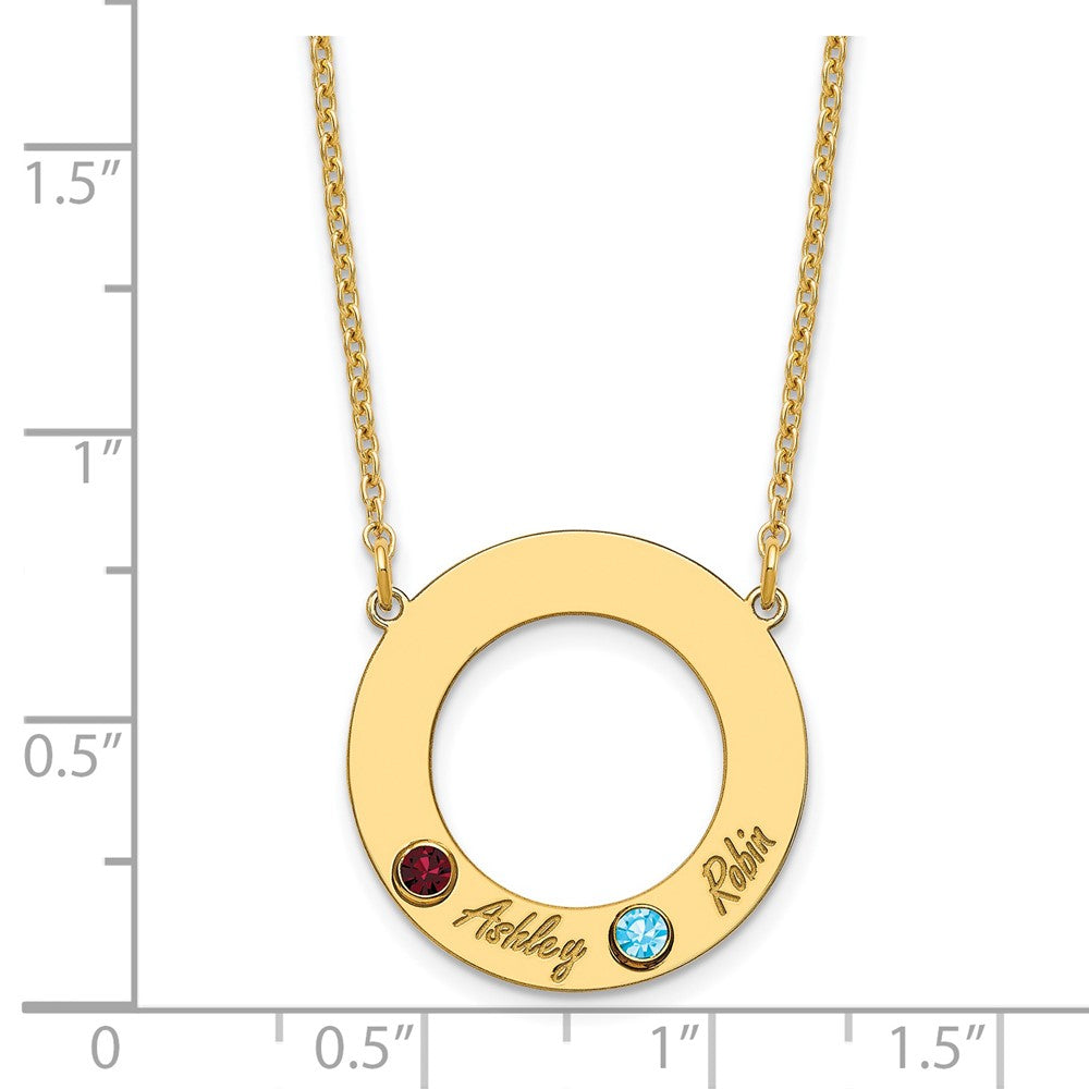 Name and Birthstone Cutout Circle Necklace