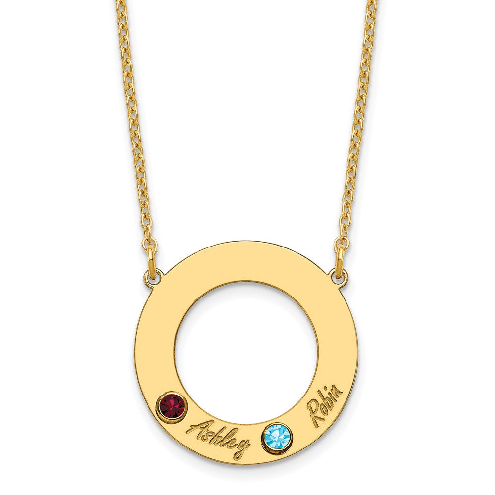 Name and Birthstone Cutout Circle Necklace