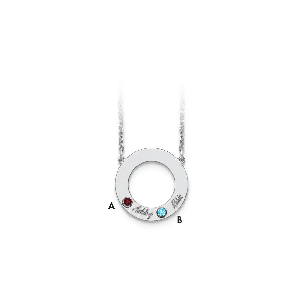Name and Birthstone Cutout Circle Necklace