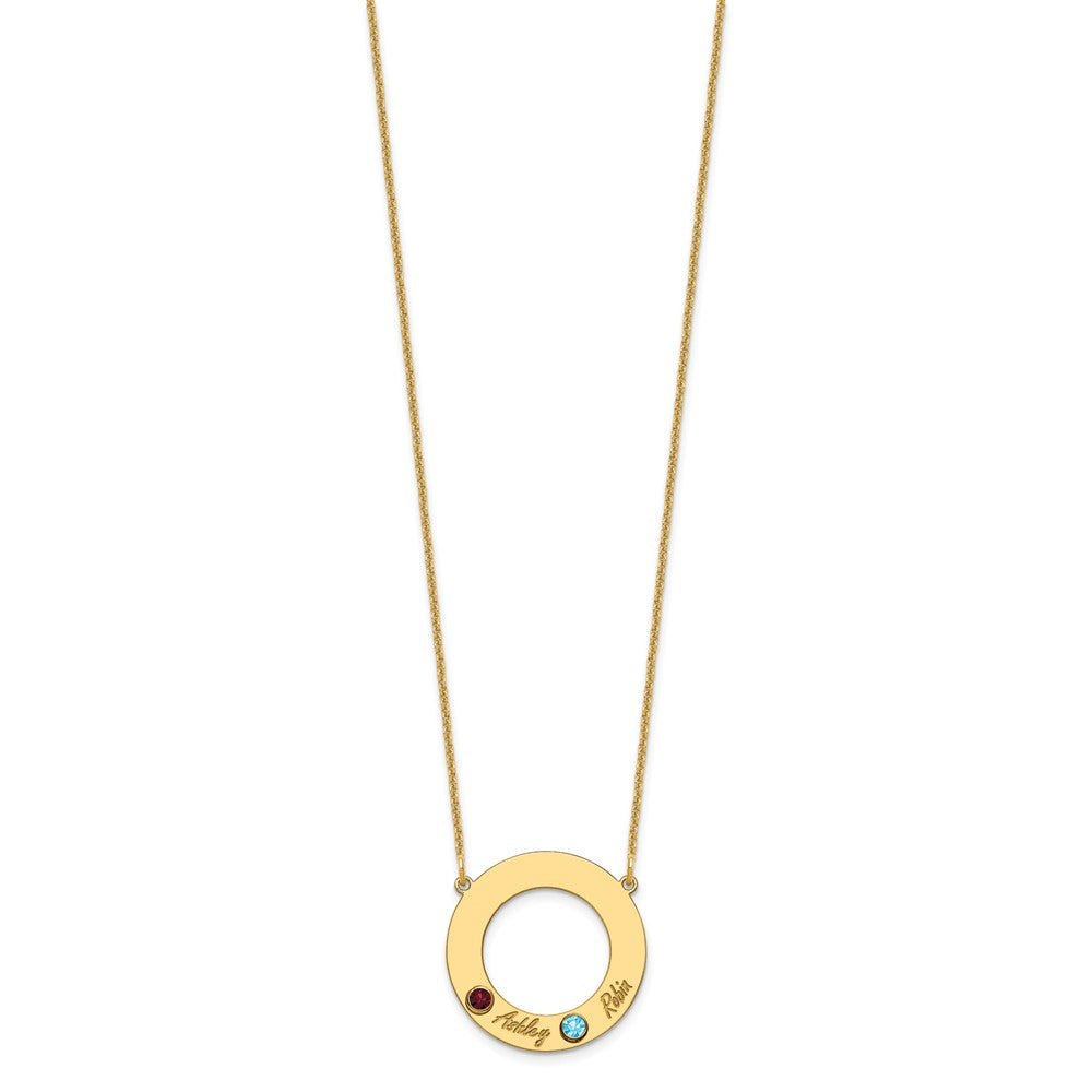 Name and Birthstone Cutout Circle Necklace