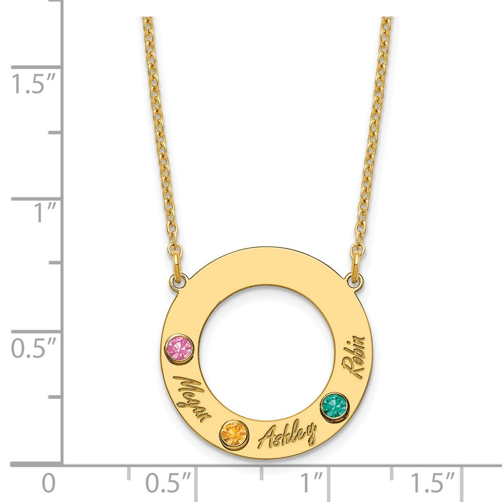 Name and Birthstone Cutout Circle Necklace