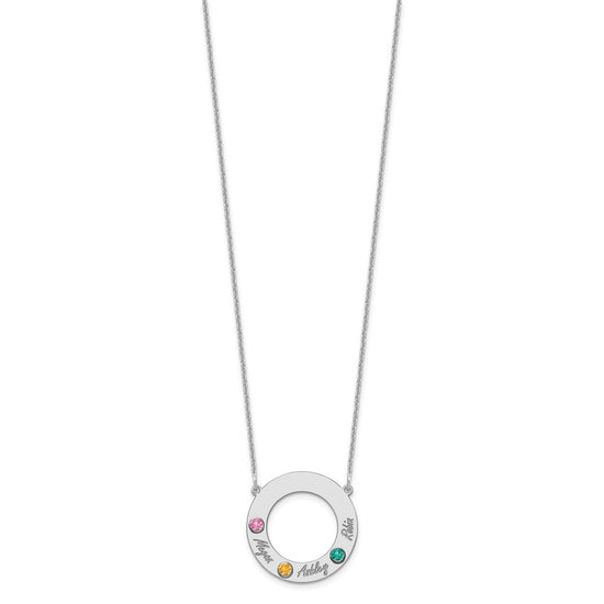 Name and Birthstone Cutout Circle Necklace