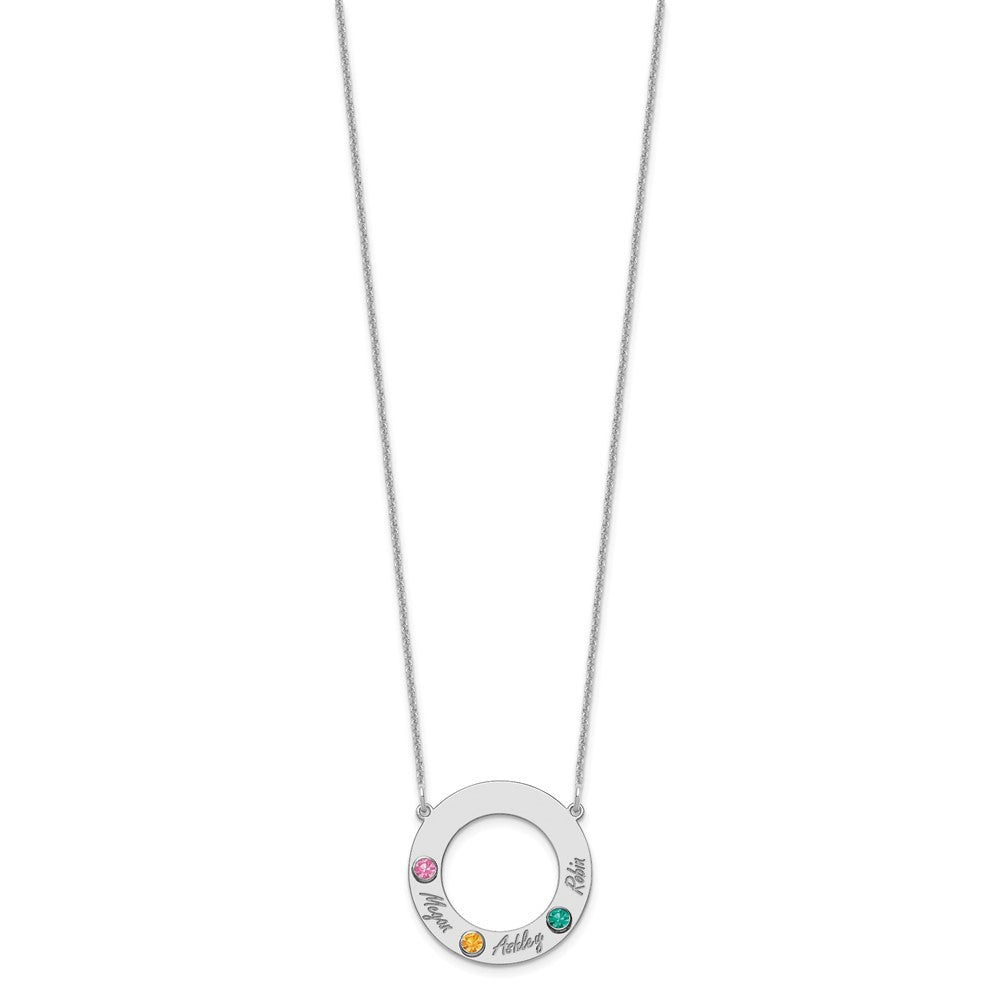 Name and Birthstone Cutout Circle Necklace