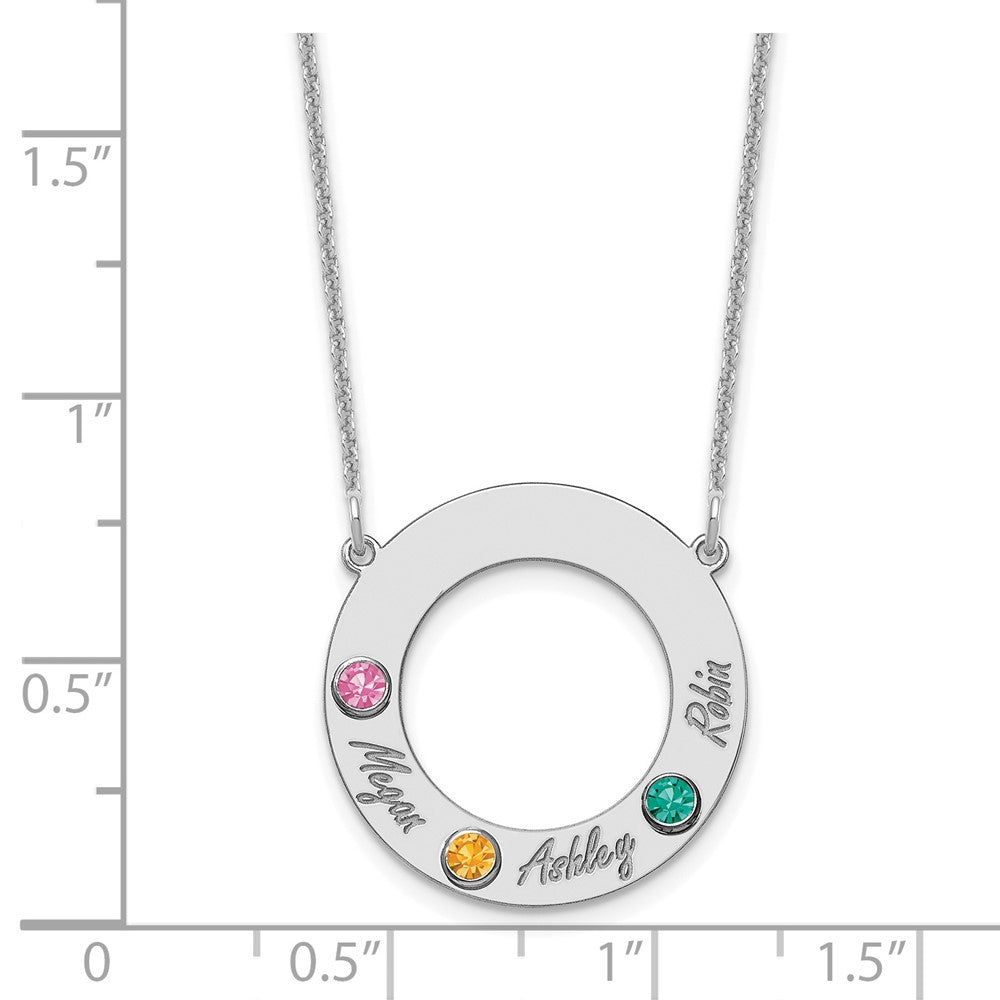 Name and Birthstone Cutout Circle Necklace
