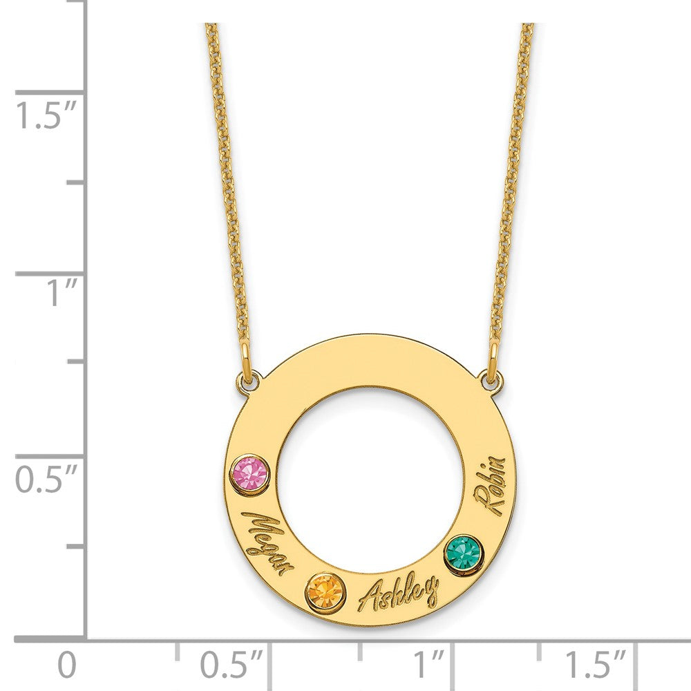 Name and Birthstone Cutout Circle Necklace