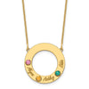 Name and Birthstone Cutout Circle Necklace