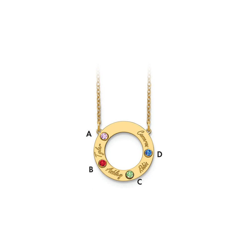 Name and Birthstone Cutout Circle Necklace