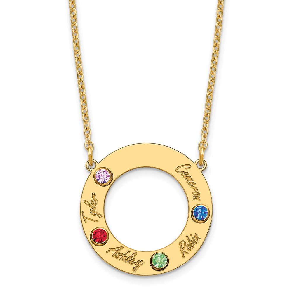 Name and Birthstone Cutout Circle Necklace