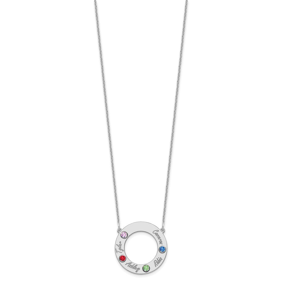 Name and Birthstone Cutout Circle Necklace